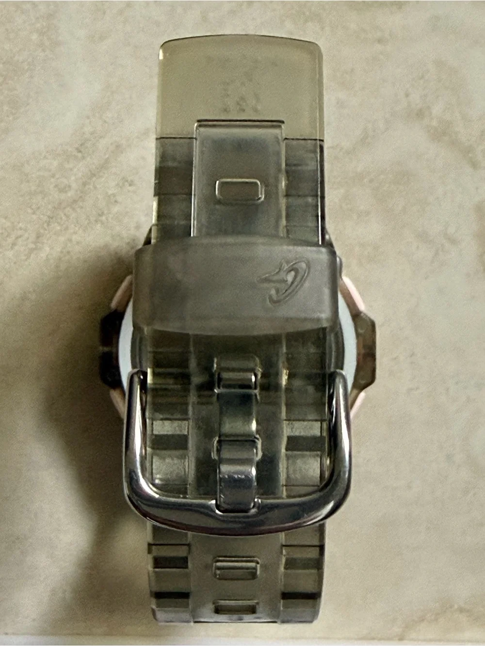 Casio Baby-G Clear Smoke Watch with Orange and Pink Accents
